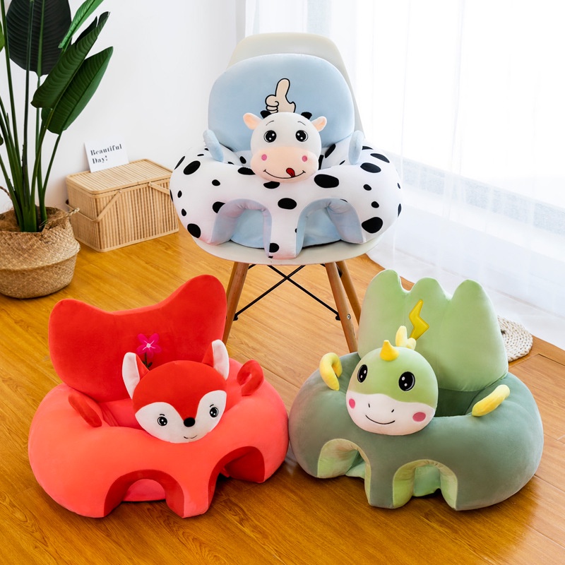 Ghế tập ngồi ăn dặm hình thú nhồi bông cho bé - vải mềm mịn an toàn cho trẻ - size 30x50cm