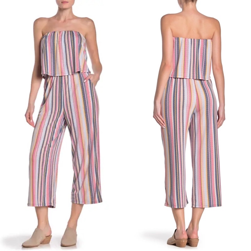 Jumpsuit Sọc Bèo Ống Cúp Ngực Bo Chun BEBOP 