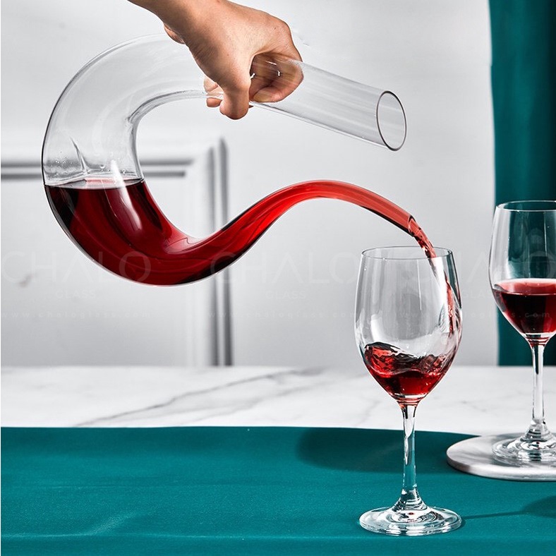 Bình thở rượu vang Decanter dáng chữ U và số 6 -  1500ml &amp; 1200ml  - Sản xuất thủ công