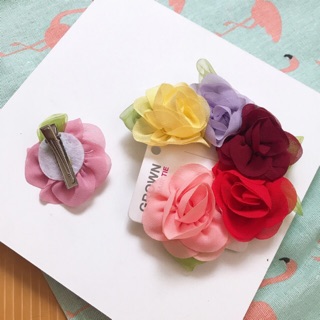 Set 6 kẹp tóc hoa hồng vải lụa chifon ngẫu nhiên xịn xắn