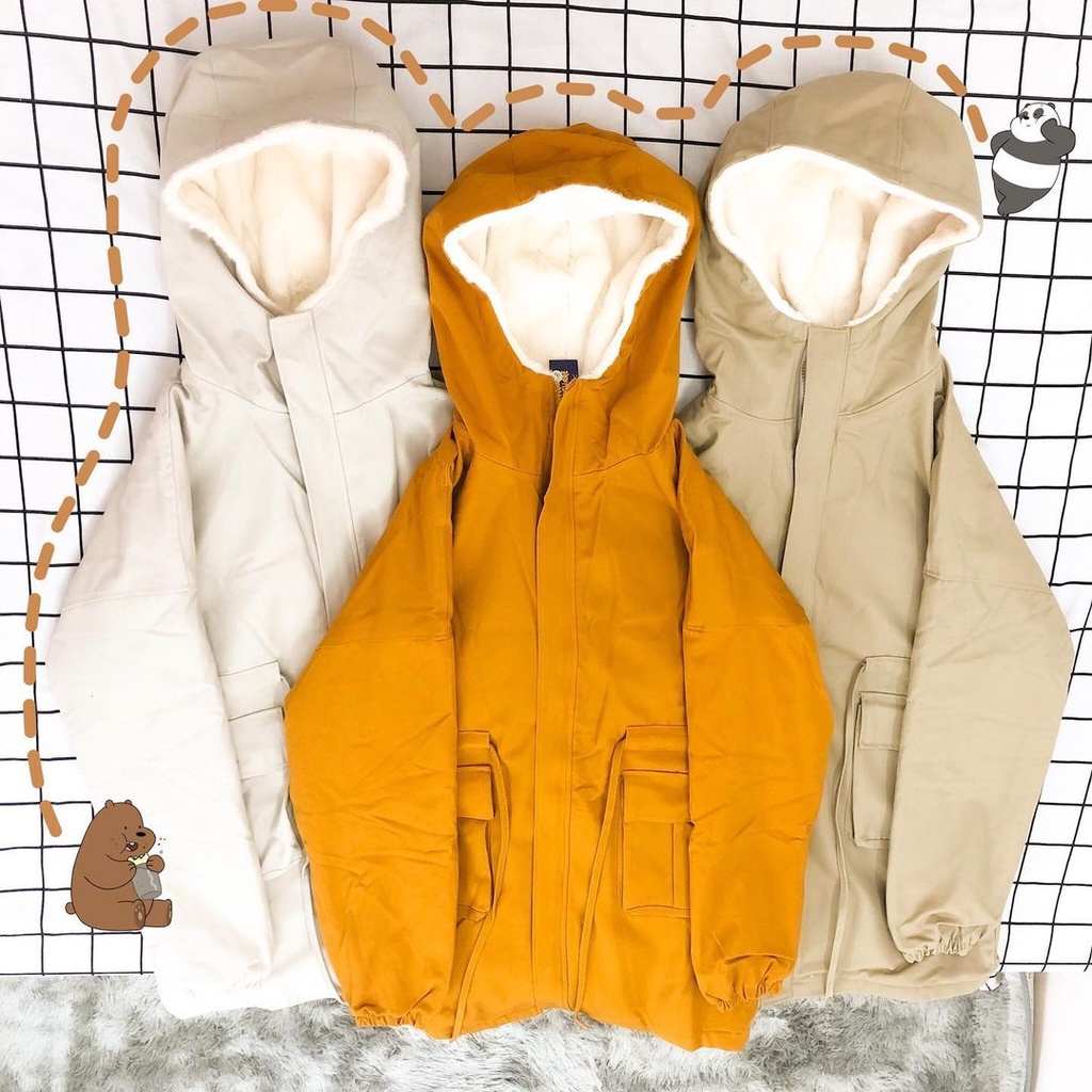 Áo khoác kaki lớp cao cấp MEANSTORE oversize có mũ jacket Unisex dáng rộng chất kaki dày dặn Streetwear - Chần/Lót bông