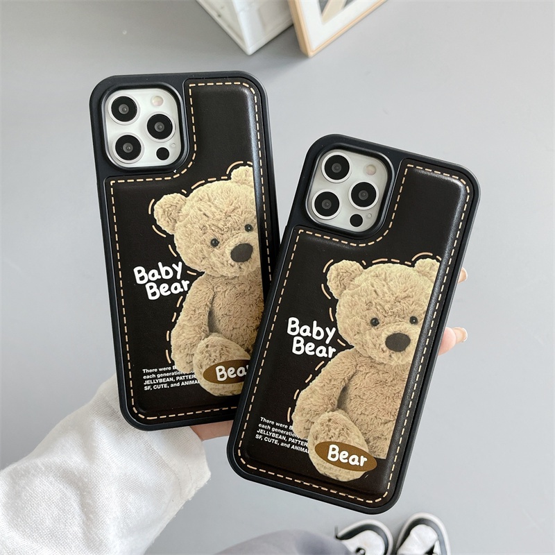 Ốp điện thoại da hình gấu Teddy cho iPhone12ProMax 11ProMax 11 12 12Pro XR XSMax 7Plus