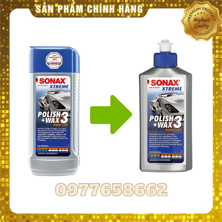 Dung Dịch Xóa Vết Xước ⚡ 𝑭𝑹𝑬𝑬 𝑺𝑯𝑰𝑷⚡Đánh Bóng Bảo Vệ Sơn Xe,Tạo Hiệu Ứng NANO... Sonax Xtreme Polish Wax 3 250ml