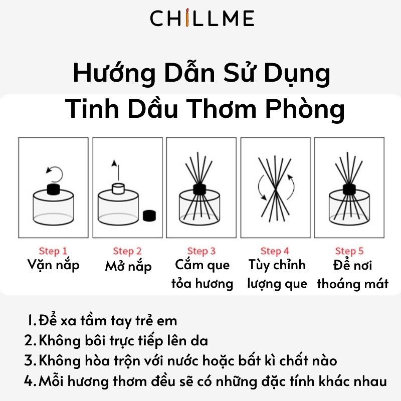 Tinh dầu thơm phòng thiên nhiên cao cấp khử mùi que gỗ tự khuếch tán 120ml TD03 xông phòng, đuổi muỗi - Chillme