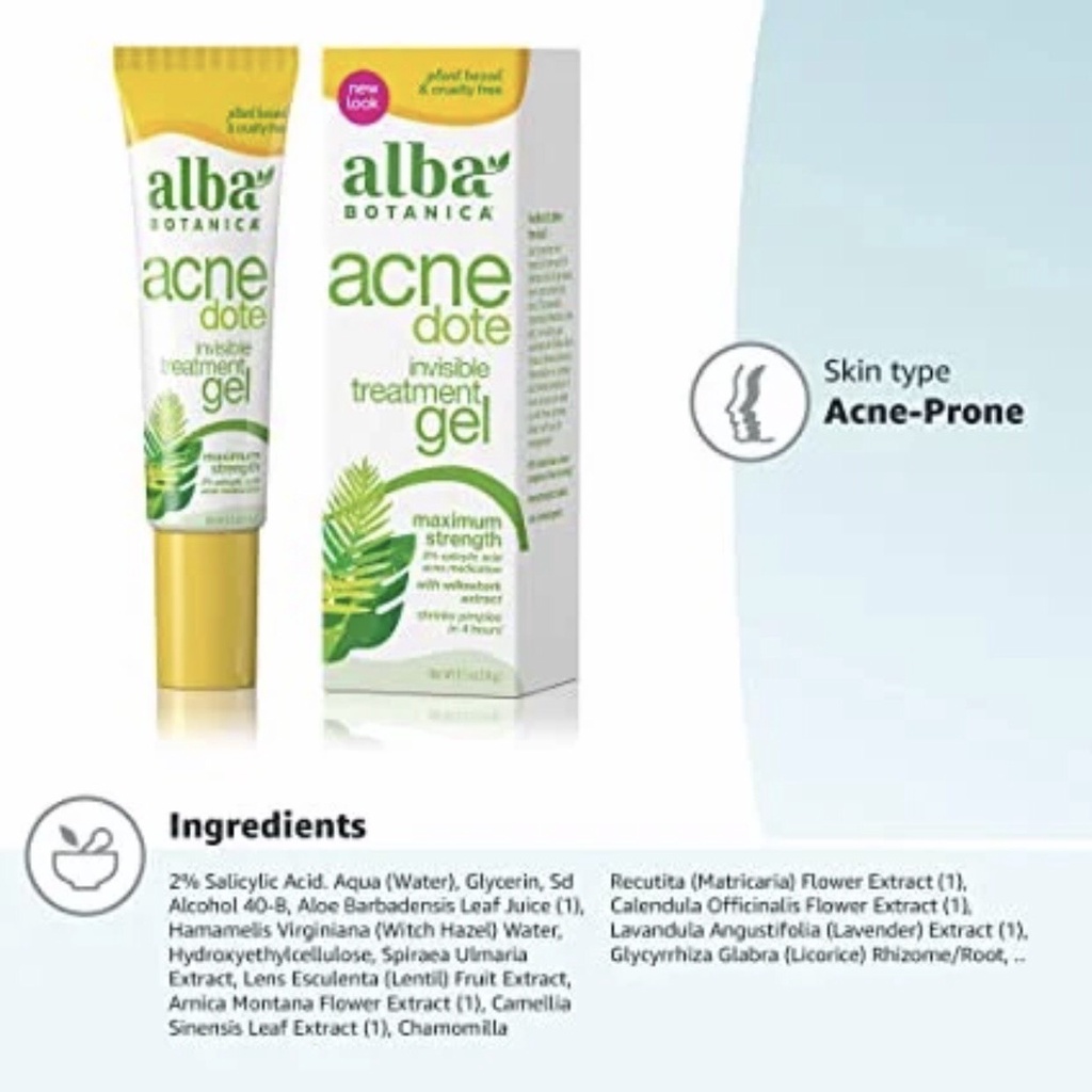 Gel xử lý mụn ẩn ALBA BOTANICA ACNEDOTE INVISIBLE TREATMENT GEL