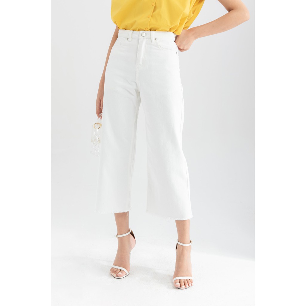 [NHẬP WABRTL5 GIẢM 10% TỐI ĐA 50K ĐH 250K ]Quần bò trắng dáng Culottes nữ IVY moda MS 25B7259
