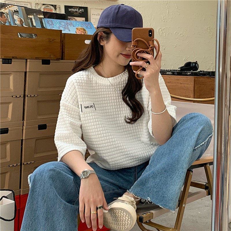 LEEVA - Áo thun nữ phối gân dáng rộng Eline A104