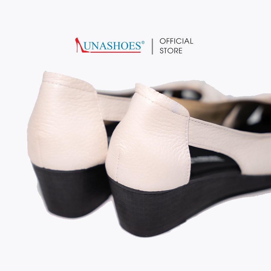 Giày đế xuồng nữ 3p hở mũi da bò mềm LUNASHOES 22105 bảo hành 2 năm 1 đổi 1 giầy trung niên nữ cho mẹ
