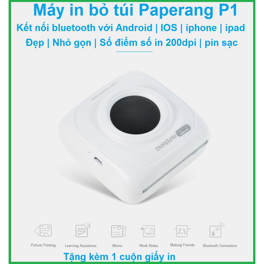 [TRAN888 GIẢM 20K] Máy in nhiệt Mini Paperang P1 Paperang P2 kết nối Bluetooth với ios, android máy in ảnh du lịch thumbnail