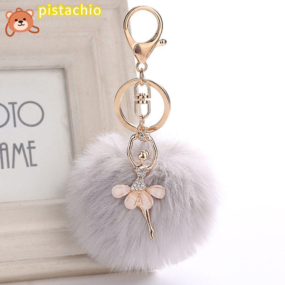 ✪Pistachio✪ Móc Khóa Hình Vũ Công Ballet Và Cô Gái Múa Ba Lê Đính Lông Thỏ Giả Thời Trang Nhiều Màu Sắc