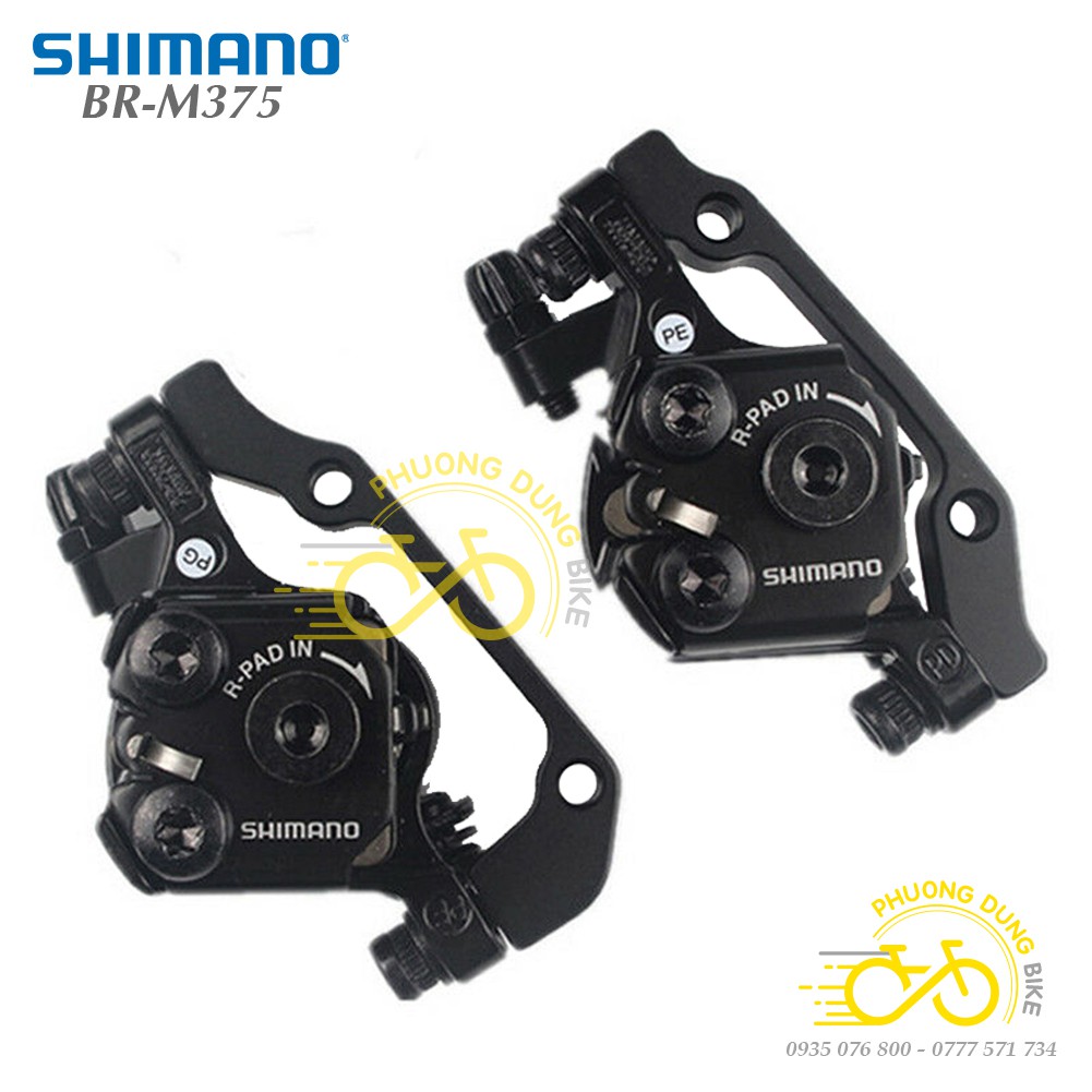 Bộ Cụm phanh thắng đĩa cơ xe đạp SHIMANO BR-M375 - Hàng Chính Hãng