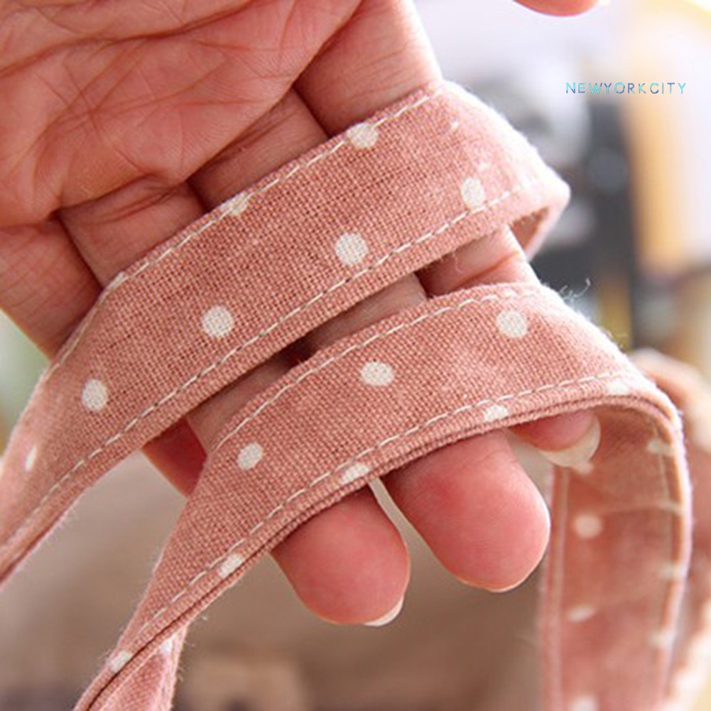 Túi Đựng Cơm Trưa Cách Nhiệt Bằng Vải Cotton Lanh Họa Tiết Chấm Bi Có Dây Rút