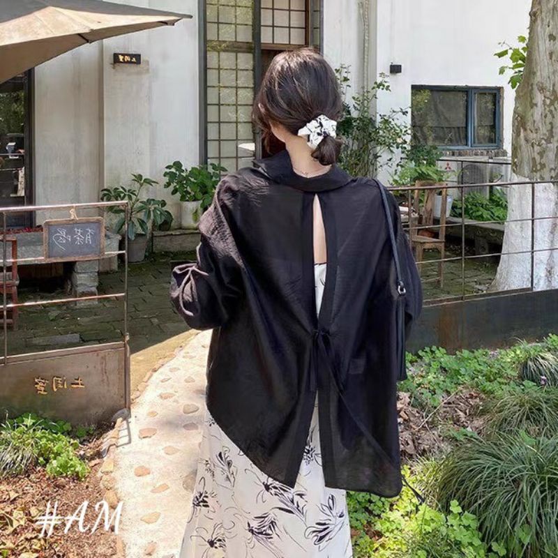 Áo sơ mi Bigsize voan xẻ lưng siêu mỏng nhẹ (60-90Kg) MS228