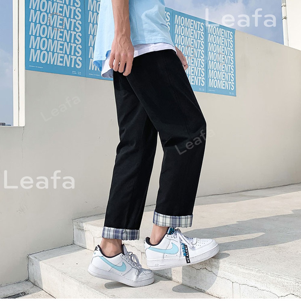 Quần kaki Ống Suông Rộng Unisex Oufit Quần Dài Ống Đứng QKK04 Leafa Phong Cách Hàn Quốc