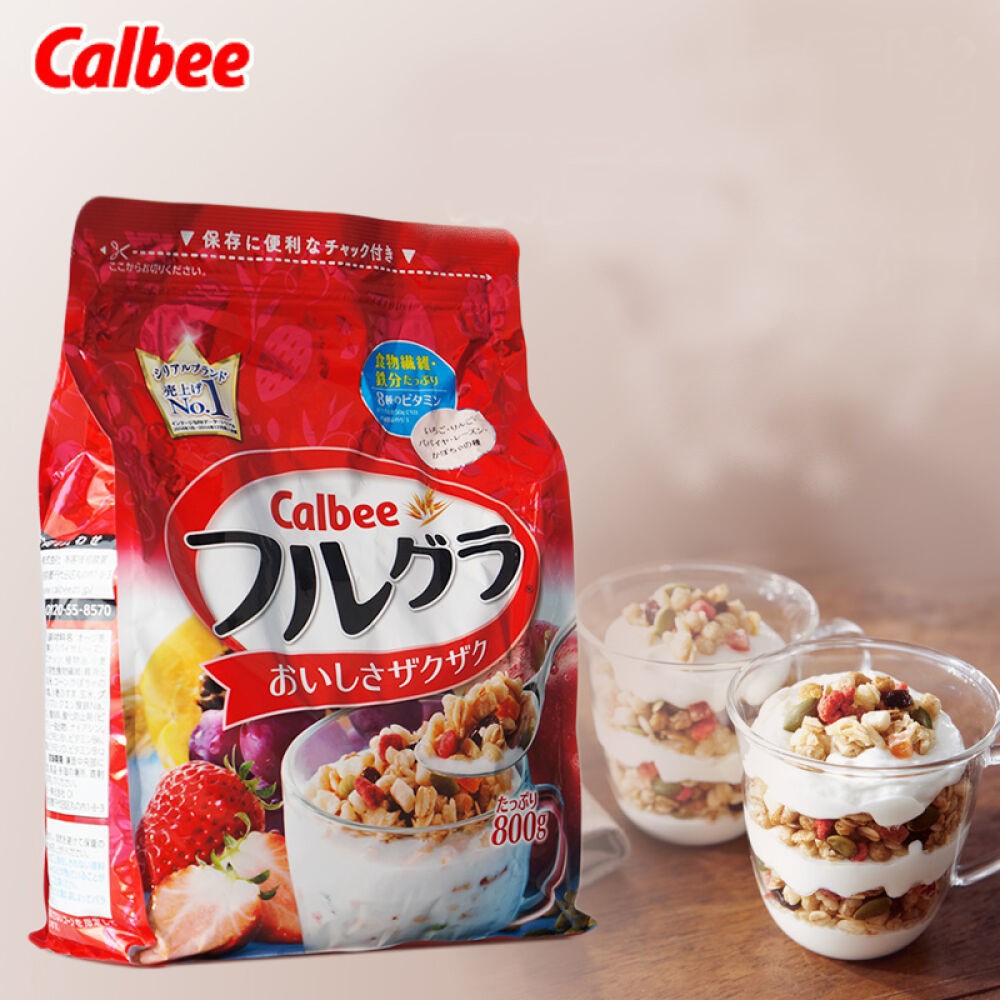 Ngũ Cốc Trái Cây Calbee Đỏ 750g Nhật Bản, ngủ cóc dinh dưỡng cabee