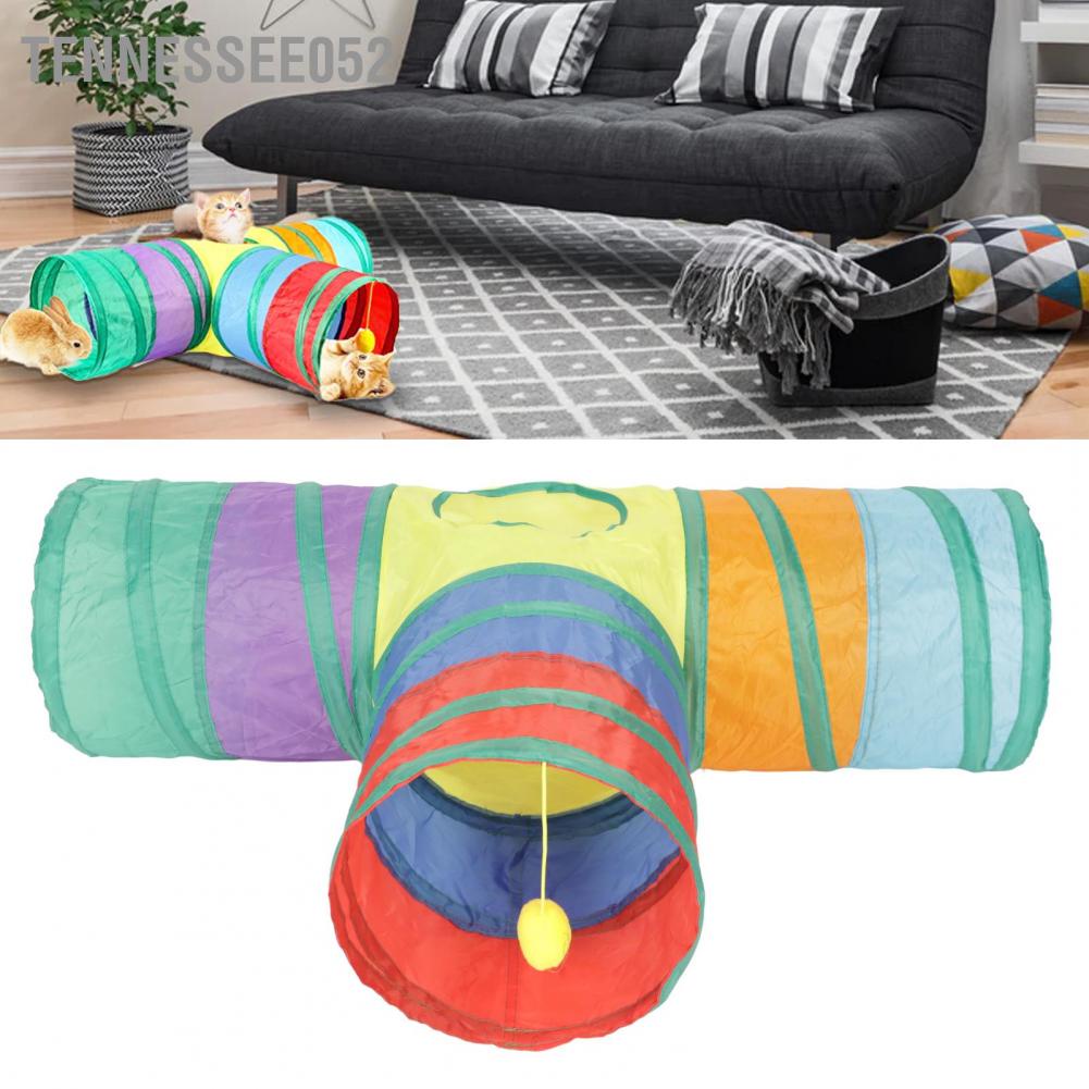 Đồ chơi đường hầm chia 3 đường gấp cuộn cho mèo có treo bóng