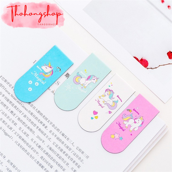 Bookmark đánh dấu sách hoạt hình kỳ lân 7 màu - Thỏ Hồng