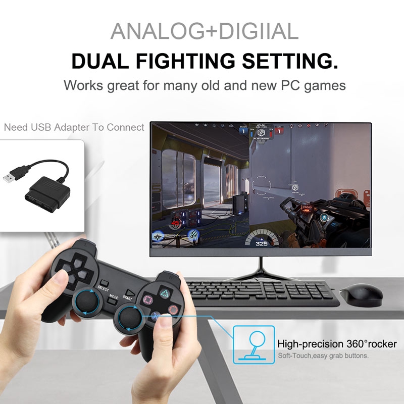 Tay Cầm Chơi Game Bluetooth Không Dây Cho Sony Ps2 Với 2 Màu Trong Suốt