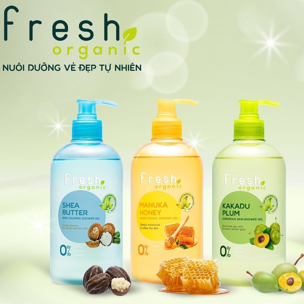 Gel Tắm Fresh Organic Dưỡng Ẩm 500g