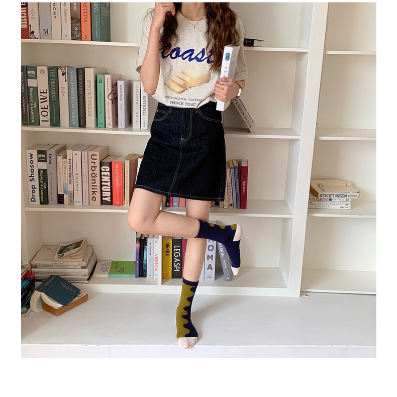 Vớ nữ cổ cao cá tính Hàn Quốc Cao cấp Tất dài nữ cao cổ chất dày dặn Thu Đông