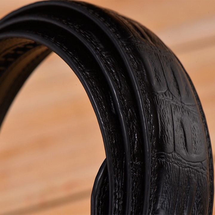 Thắt lưng nam da bò mặt cá sấu, mặt khóa tự động - lịch lãm và thời trang