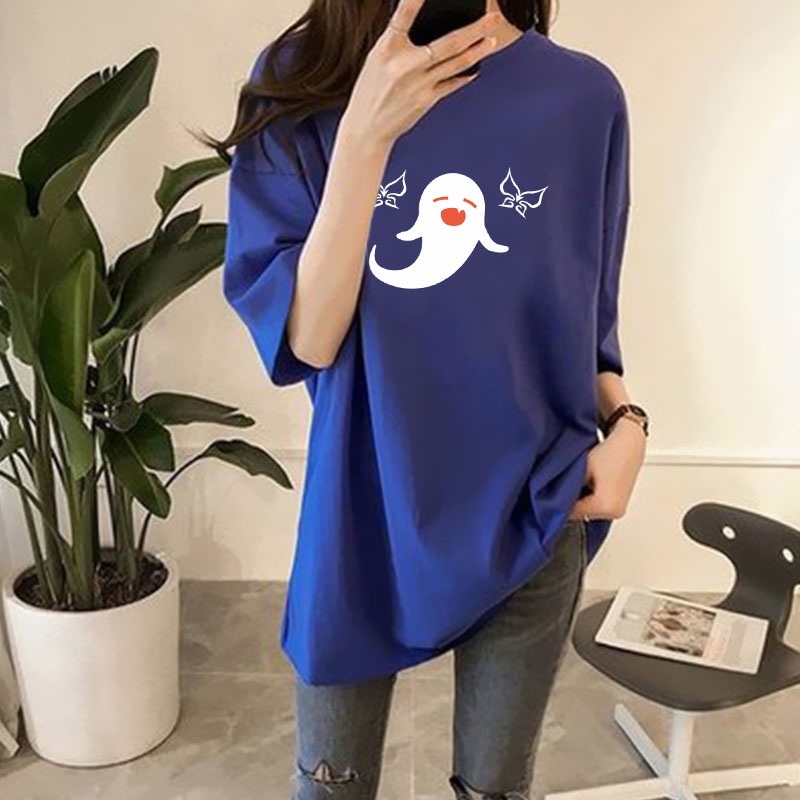 NRVP Áo thun ngắn tay dáng rộng in hình thời trang mùa hè Hàn Quốc 2022 cho nữ