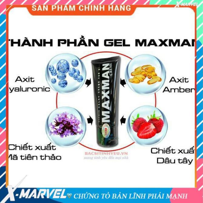 [Hàng USA] Gel Tăng Kích Thước Dương Vật MAXMAN - Chống xuất tinh sớm - Luôn Đưa Nàng Về Đích /áo mưa