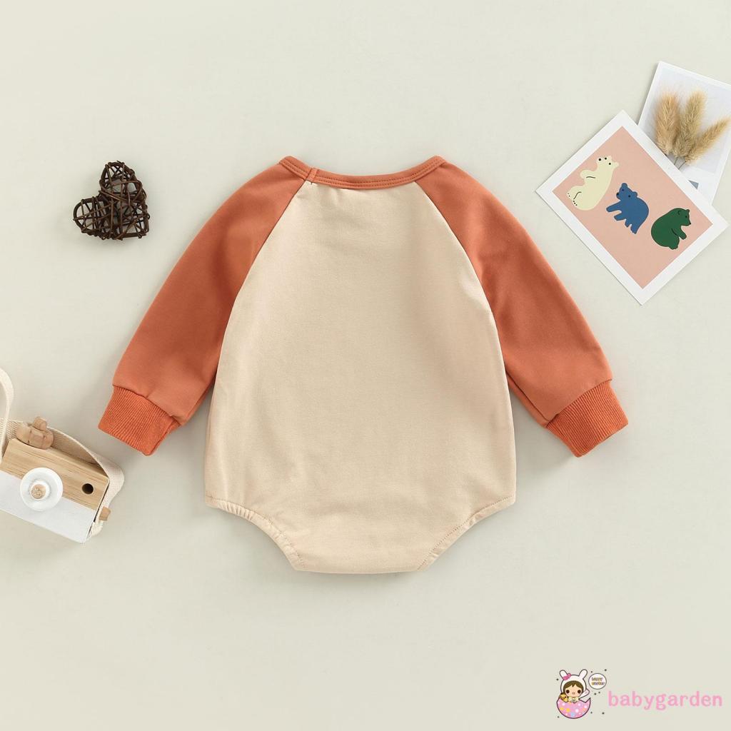 Áo Liền Quần Tay Dài Cổ Tròn In Hình Gấu Hoạt Hình Dành Cho Bé 0-18 Tháng Tuổi