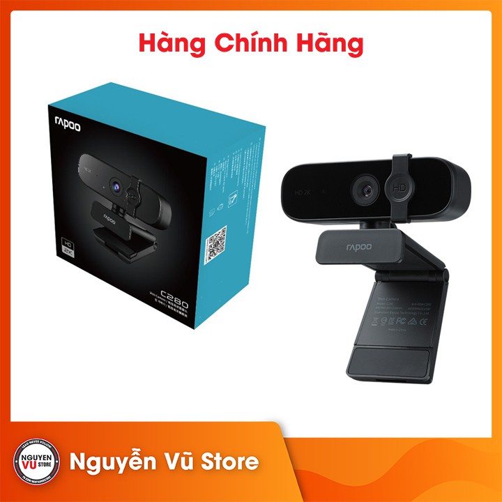 Webcam Rapoo C280 2K (2560 x 1440) 4MP 2K/30fps - Hàng Chính Hãng