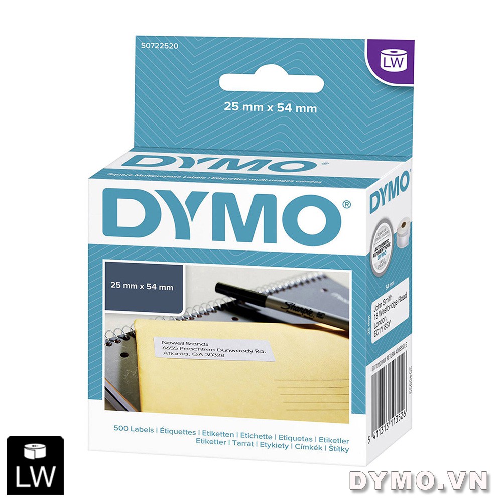 Tem dán in địa chỉ đổi trả Dymo (LW) giấy 25 x 54mm – (500/Cuộn)