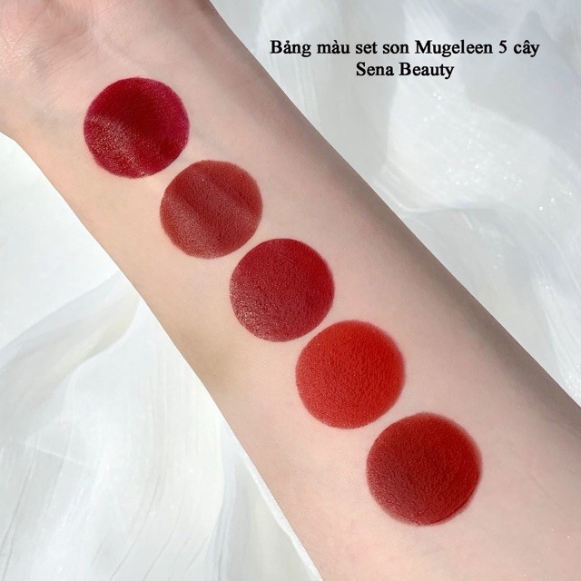 Set 5 Cây Son Kem Siêu Mịn Lì Cô Gái Vỏ Hồng Mugeleen Meyoko Retro Matte Liquid | Thế Giới Skin Care