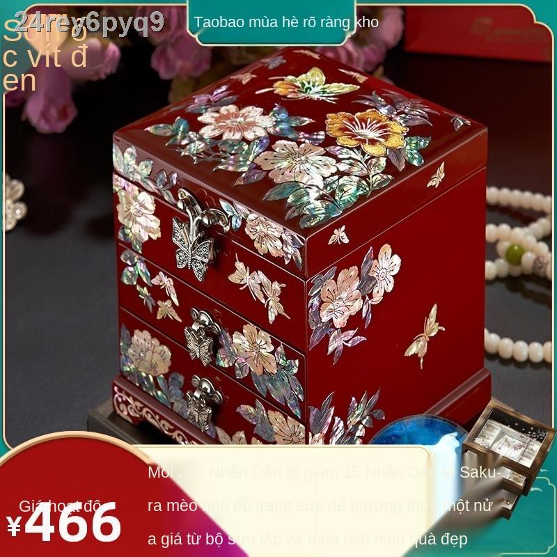 □○hộp trang sức sơn mài luotian công chúa nhỏ món quà cưới bằng gỗ rắn Châu Âu ngày lễ tình nhân cổ điển Trung