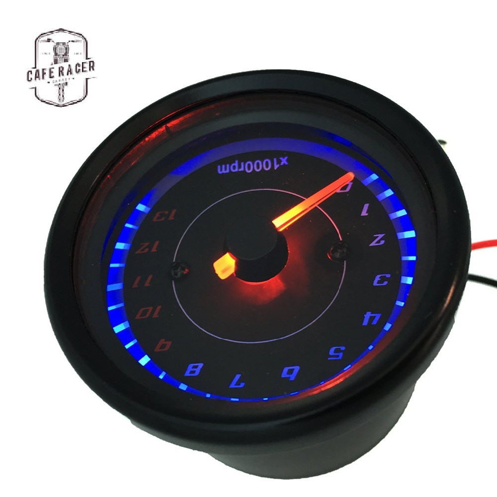 ĐỒNG HỒ XE MÁY CAFE RACER. TRACKER, CLASSIC - Đồng hồ độ đo tua máy classic màu đen sơn tĩnh điện