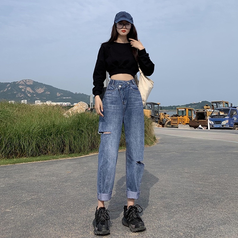 Quần jeans baggy cạp chéo siêu chất