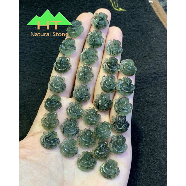 Mặt dây chuyền đeo cổ Hồ Ly và Tì Hưu đá Ta tóc xanh,tóc đen kích thước 14mm