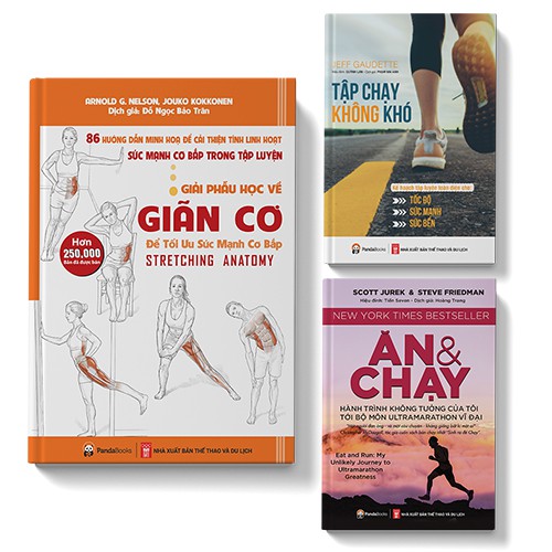 Sách Combo 3 cuốn Giải phẫu học về giãn cơ + Ăn và chay + Tập chạy không khó - Pandabooks