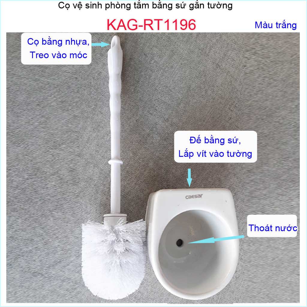 Kệ cọ vệ sinh bồn cầu Caesar KAG-RT1196, Sales 1+1  giá đựng bàn chải vệ sinh bằng sứ toilet tặng cây chà toilet sứ