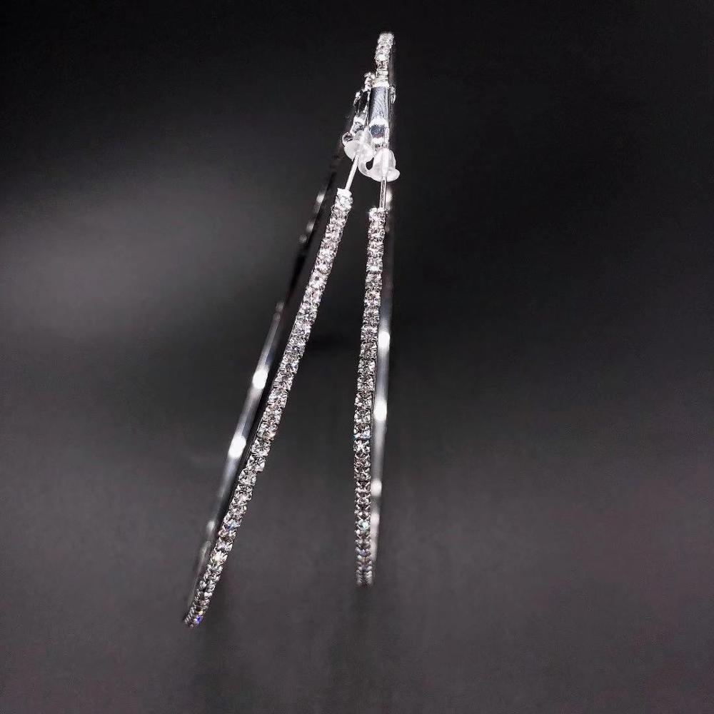 Khuyên Tai Tròn Lớn 7CM Đính Pha Lê Lấp Lánh Sang Trọng Thời Trang Cho Nữ