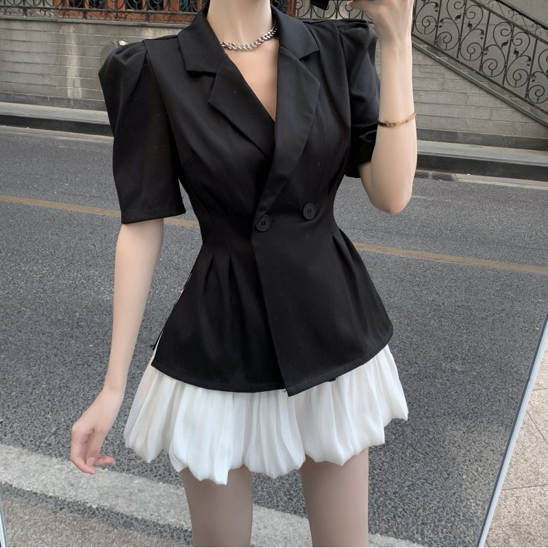 (ORDER) Áo sơ mi cổ vest ngắn tay+ chân váy đuôi cá bán rời