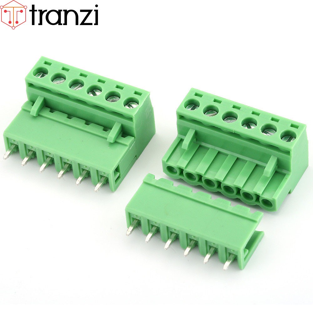 Cầu đấu 5.08mm 2EDG5.08 6P bộ đực cái chân cắm thẳng xanh - túi 5 bộ đực cái