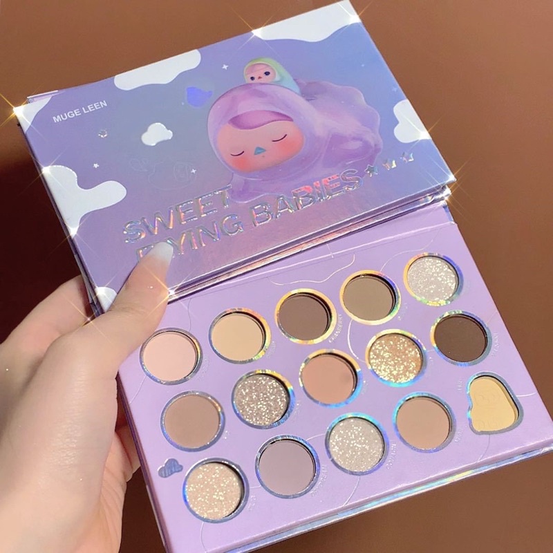 Bảng mắt tông nâu MUGELEEN 15 ô nhũ ánh bling bling nhẹ nhàng | BigBuy360 - bigbuy360.vn