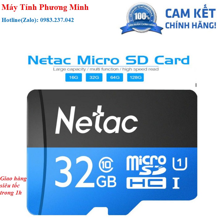 [Mã ELORDER5 giảm 10K đơn 20K] Thẻ Nhớ Netac 32GB U1 Micro SDHC Dùng Cho Camera- hàng chính hãng