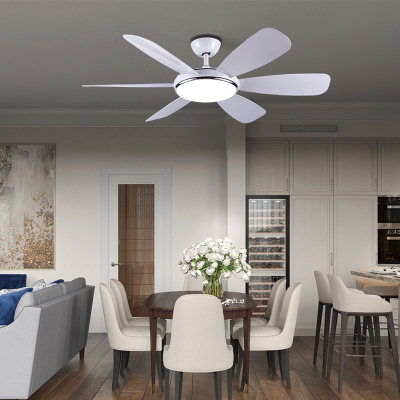 Quạt Trần Có Đèn 6 Cánh Nhựa Màu Trắng, Quạt Trần Trang Trí Phòng Khách/Chung Cư