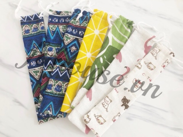 HCM- Túi vải đựng ống hút inox nhiều mẫu cute | BigBuy360 - bigbuy360.vn