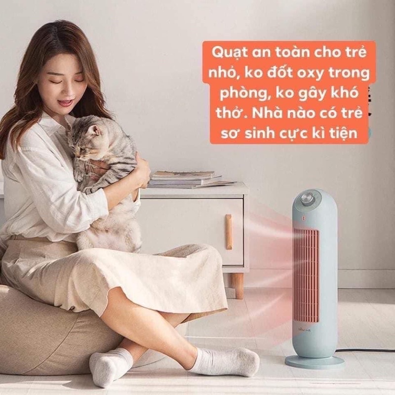 Quạt sưởi gốm - máy sưởi điện BEAR dáng đứng công suất 2000W màu xanh bảo hành 12 tháng