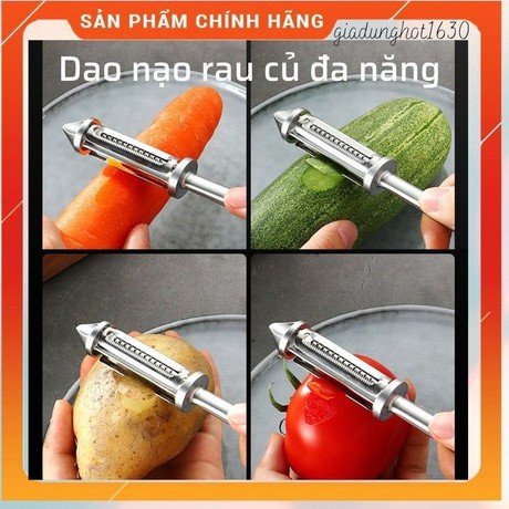 Nạo rau củ quả Inox cao cấp đa năng 3 in 1 (Nạo vỏ - Bào sợi - Khoét mắt)