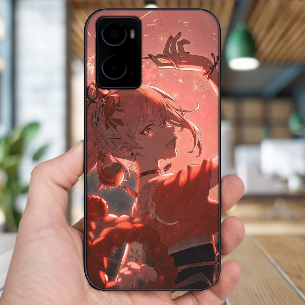 Ốp lưng Oppo A76 viền đen in hình Yoimiya Genshin Impact