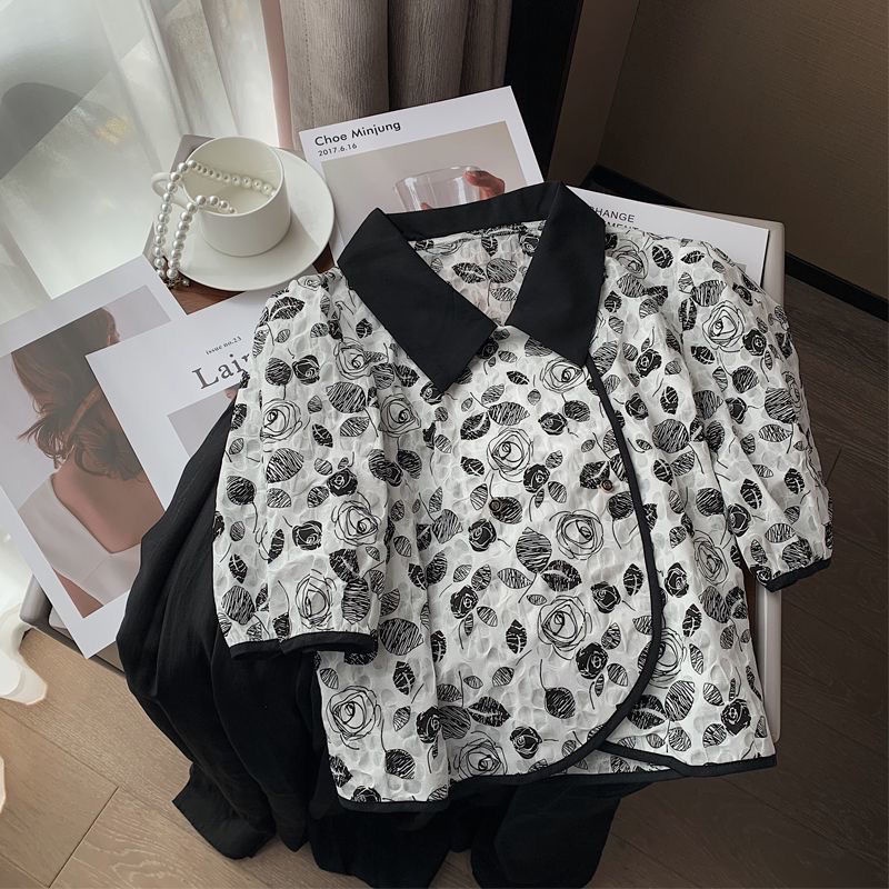 Áo Kiểu Tay Ngắn Phồng Họa Tiết Sọc Caro Phong Cách Pháp Ngọt Ngào Thời Trang Mùa Hè Mới Cho Nữ