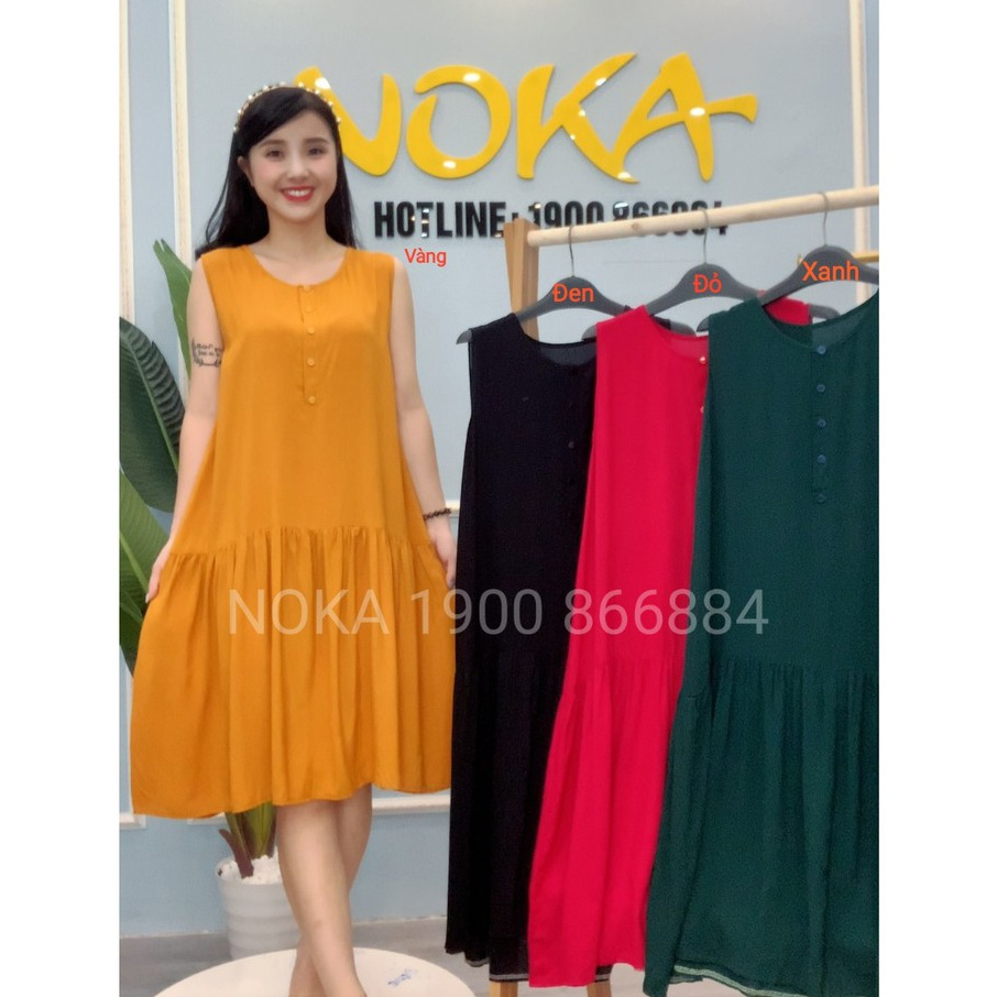 V48 Đầm dáng suông lanh hàn cao cấp, chất mát mềm mịn không bai màu co giãn nhẹ V48 NoKa