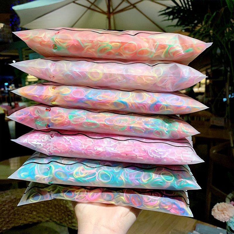 Set 1000 dây cột tóc co giãn nhiều màu đơn giản cho bé gái